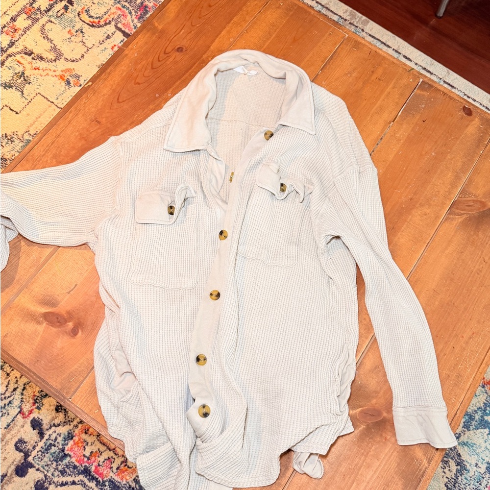 Terra & Sky Cream Button-Up Hoodie